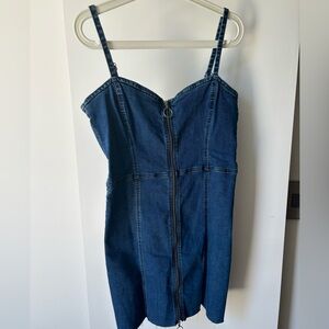 Zara denim zip up mini dress
